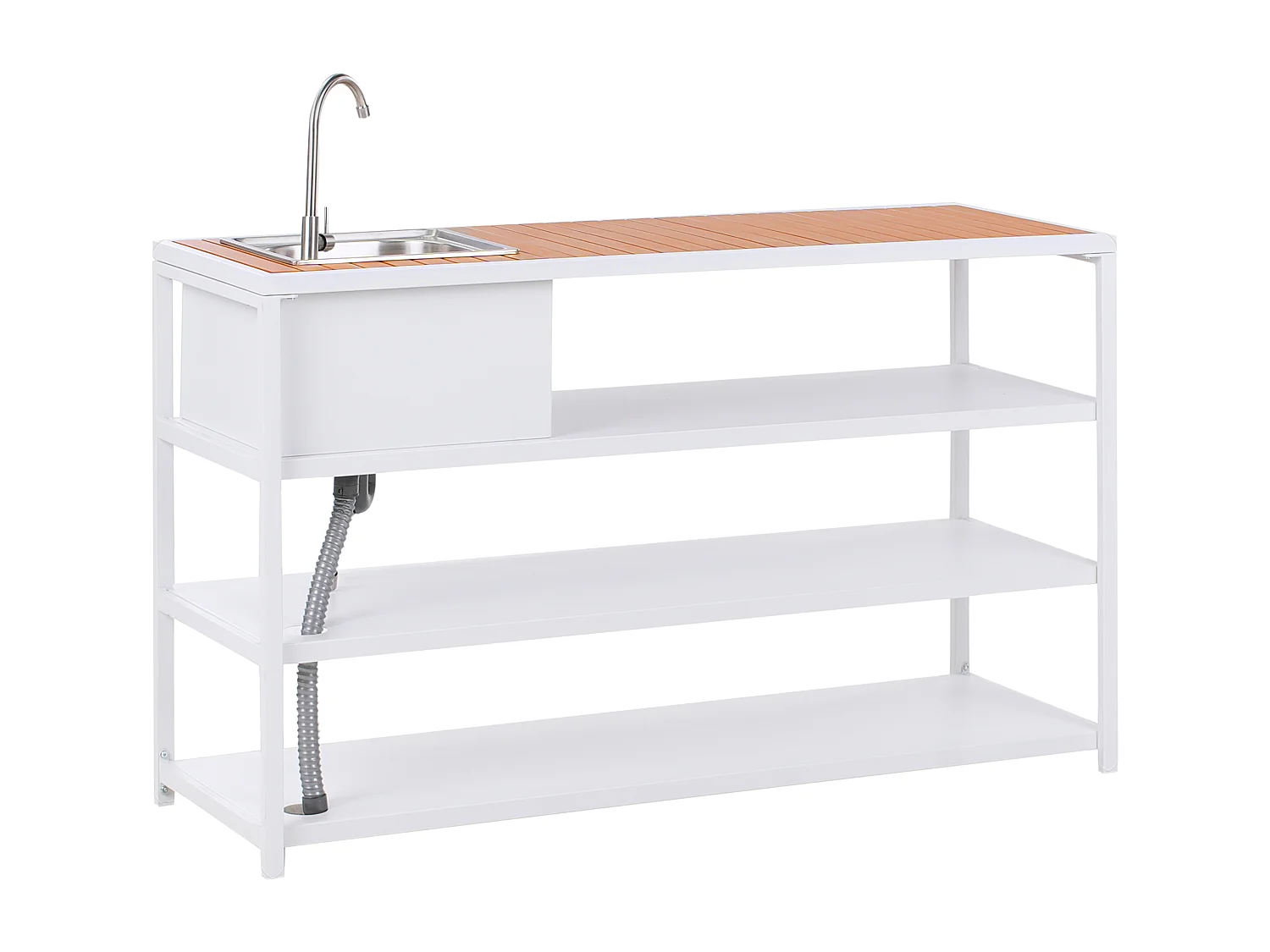 Ilot de cuisine extérieure avec évier AVETRANA Métal Marron/blanc