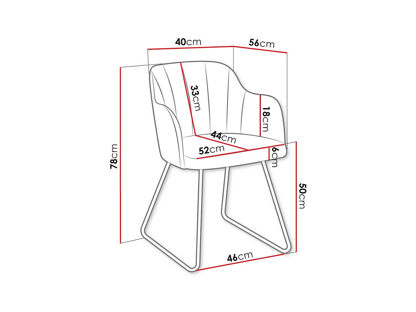 Cadeira Comfivo 102, Tecido, Metal, 78x46x56cm