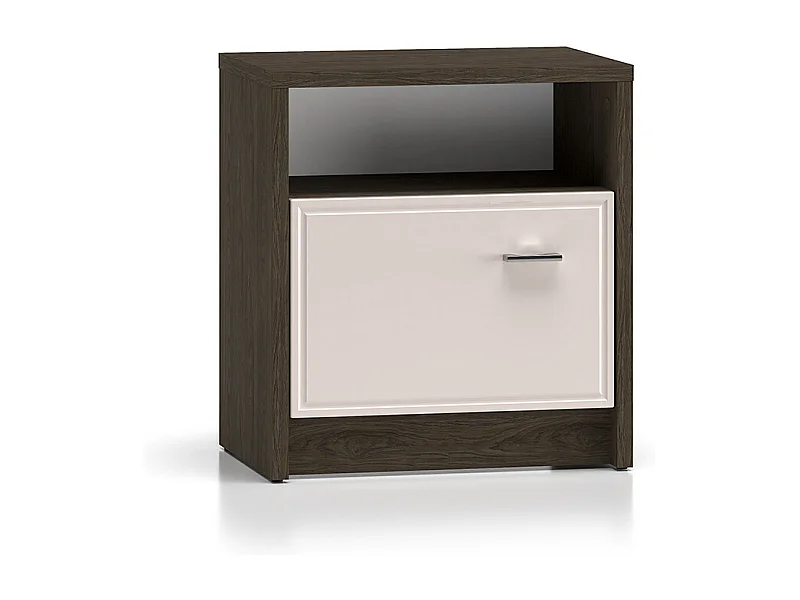 Comodino 1 anta Kaius cashmere e marrone scuro 54,8cm