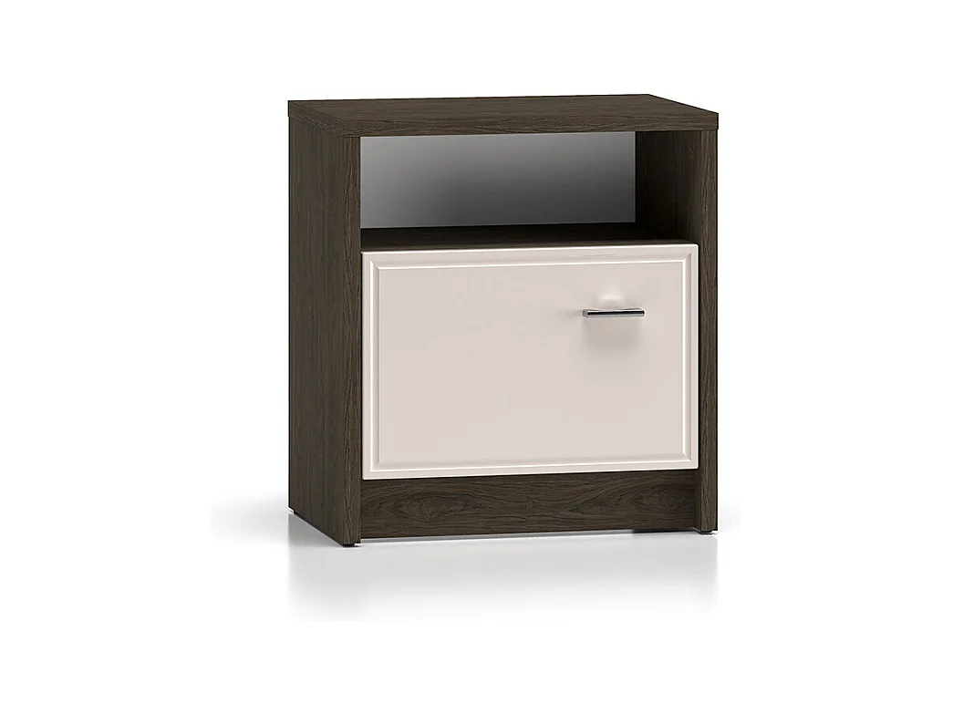 Comodino 1 anta Kaius cashmere e marrone scuro 54,8cm