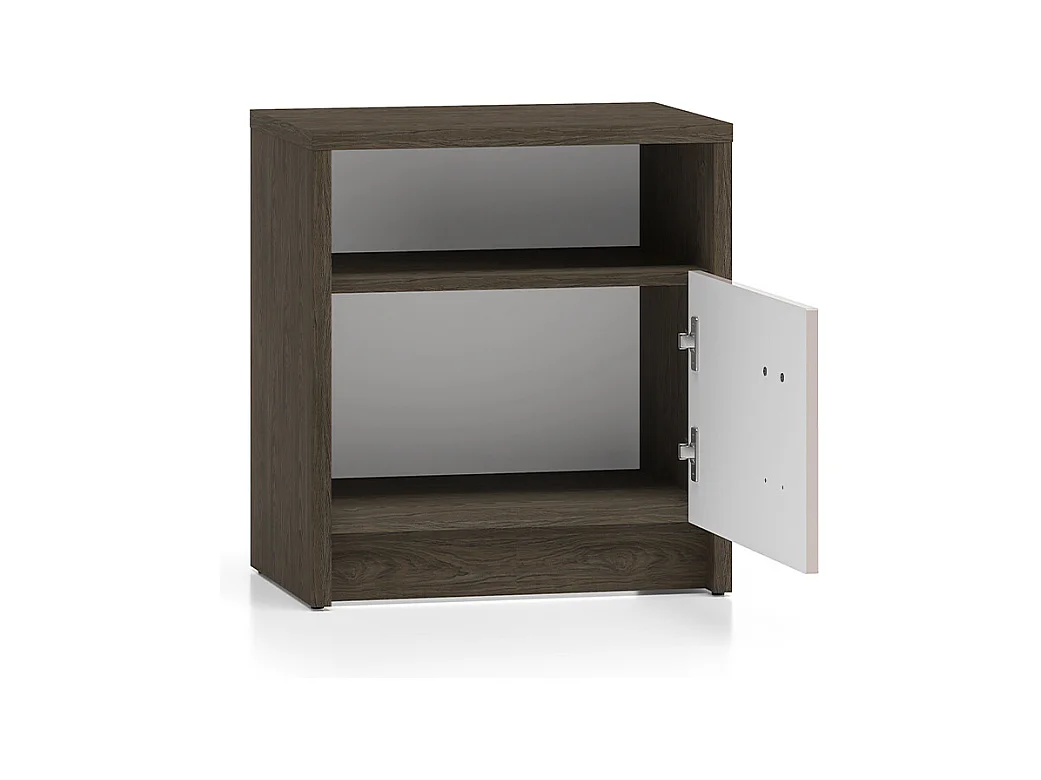 Comodino 1 anta Kaius cashmere e marrone scuro 54,8cm