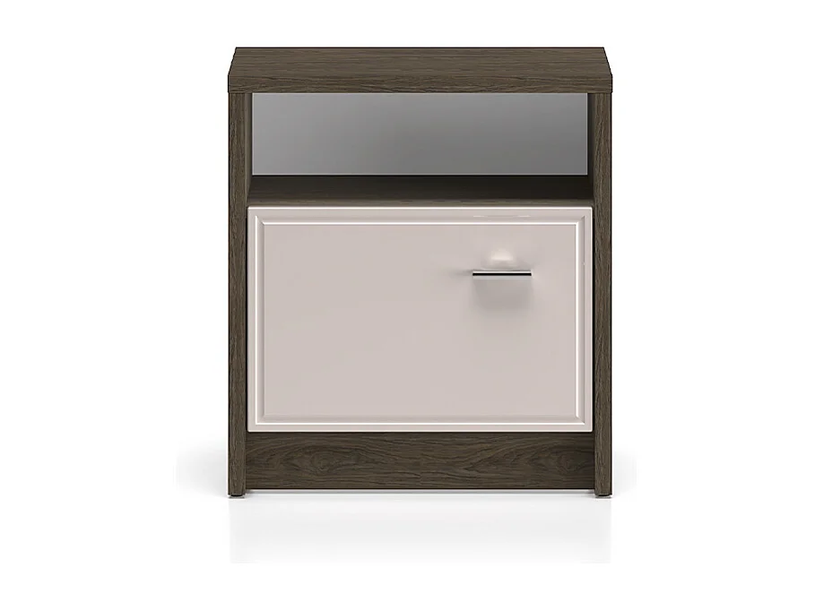 Chevet 1 porte Kaius Cachemire et Bois foncé