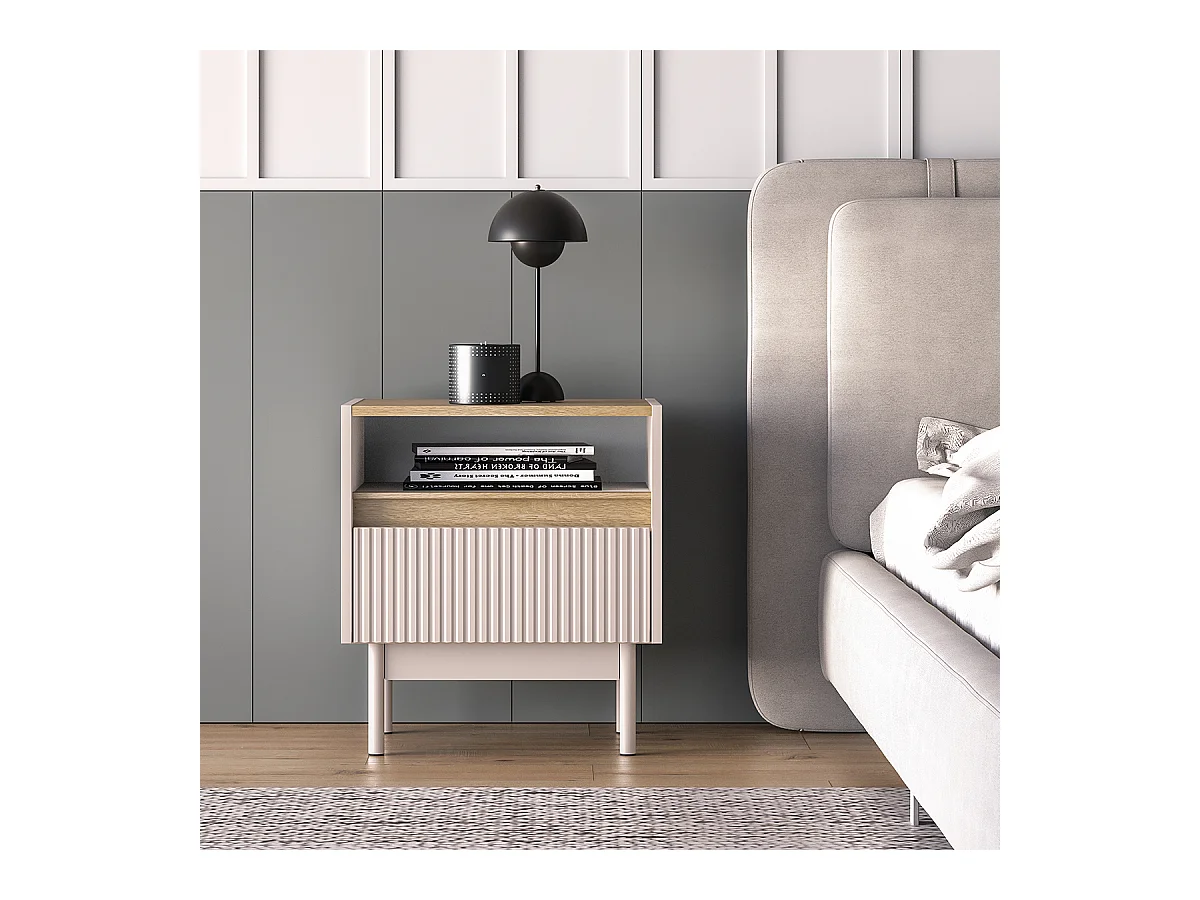 Chevet 1 tiroir Connie Cachemire et Bois