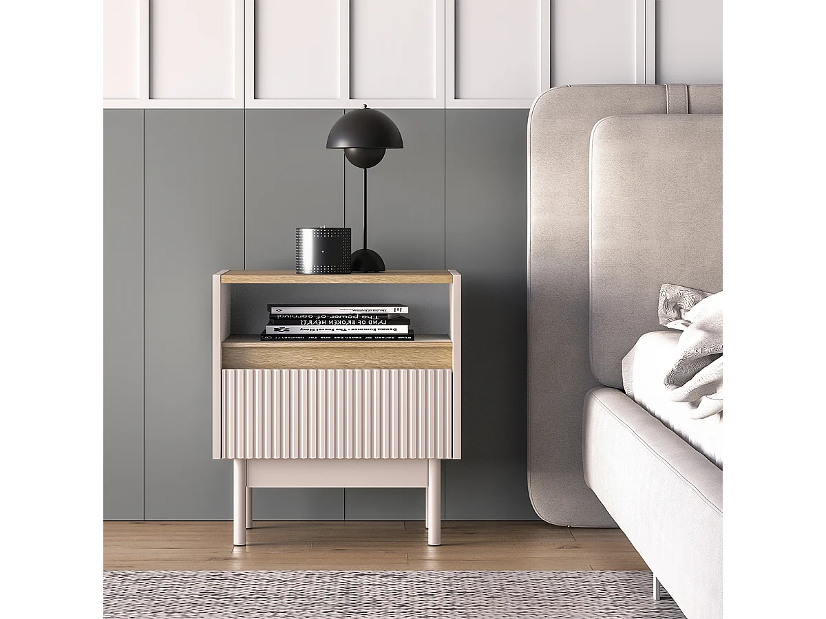 Chevet 1 tiroir Connie Cachemire et Bois