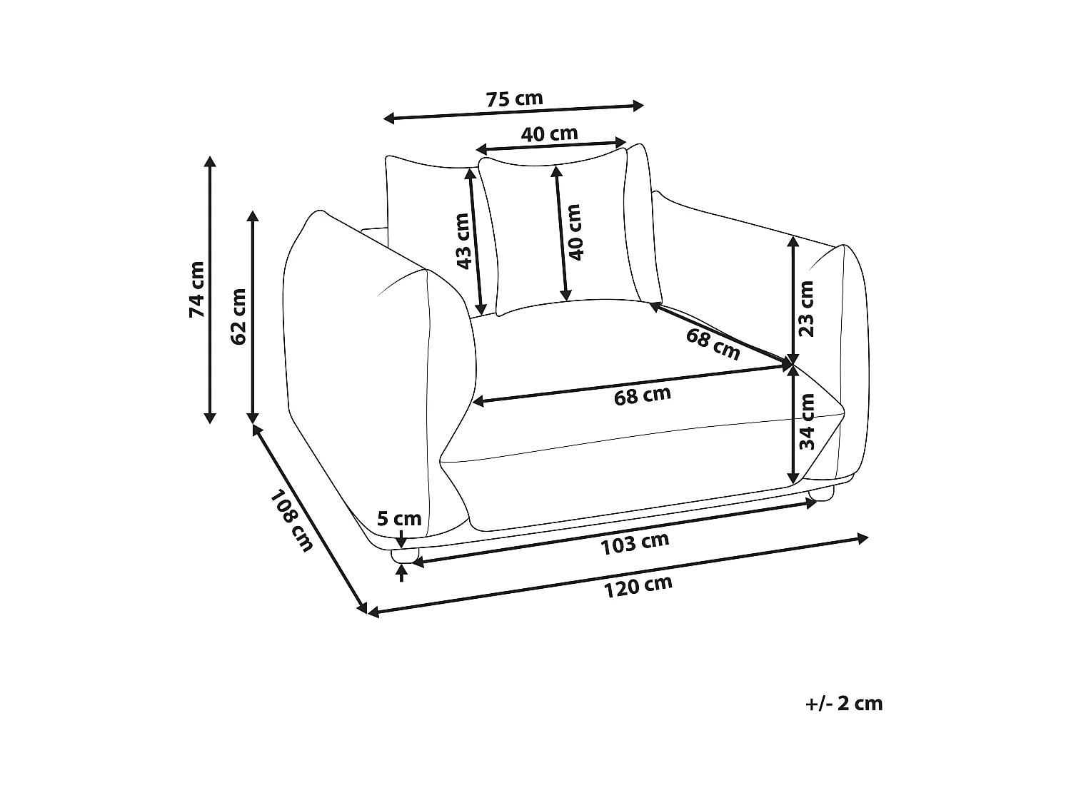 Fauteuil LUVOS Velours Marron doré