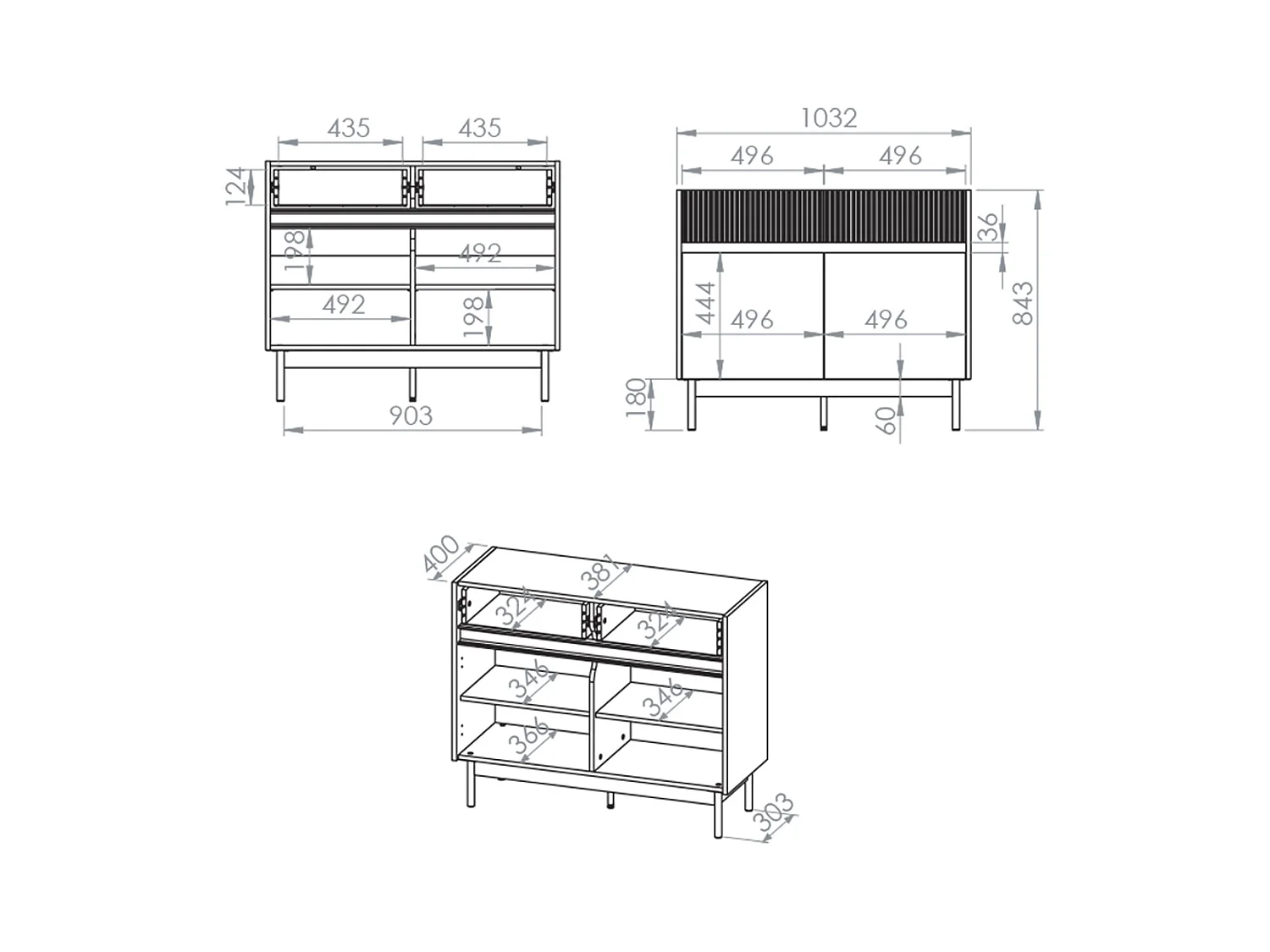 Connie Kasjmier en Hout 2-deurs dressoir met 2 laden