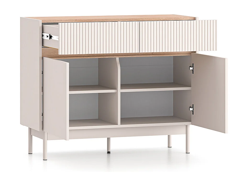 Buffet 2 portes 2 tiroirs Connie Cachemire et Bois