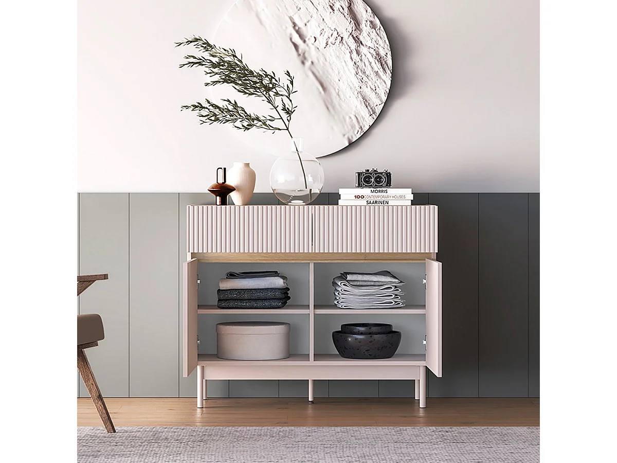 Connie Cashmere and Wood 2-door 2-drawer sideboard