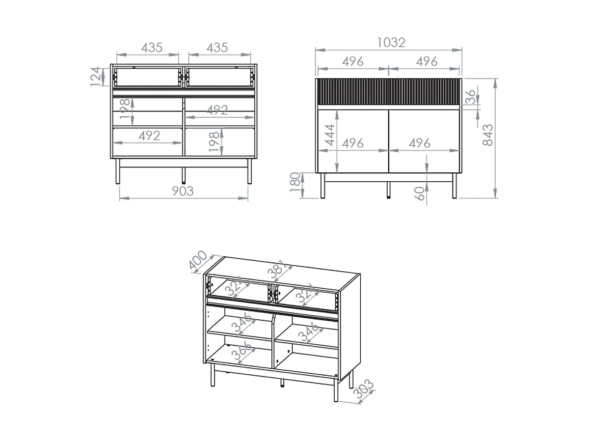 Connie Cashmere and Wood 2-door 2-drawer sideboard