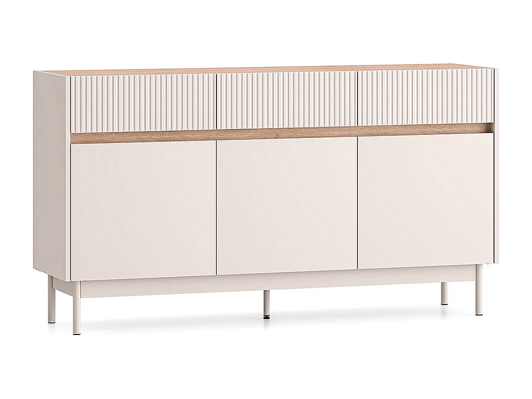 Buffet 3 portes 3 tiroirs Connie Cachemire et Bois