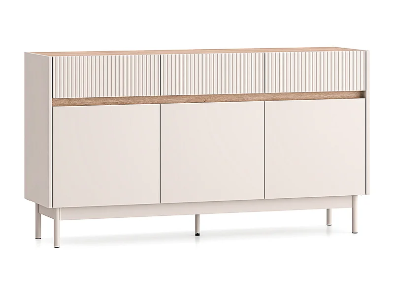 Buffet 3 portes 3 tiroirs Connie Cachemire et Bois