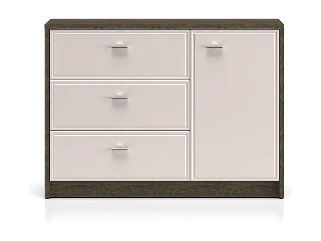 Buffet 1 porte 3 tiroirs Kaius Cachemire et Bois foncé