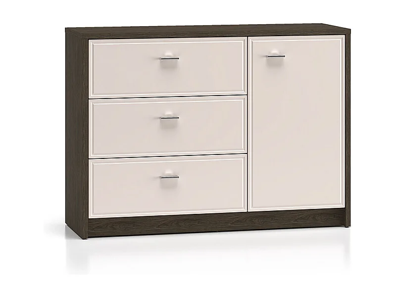 Buffet 1 porte 3 tiroirs Kaius Cachemire et Bois foncé