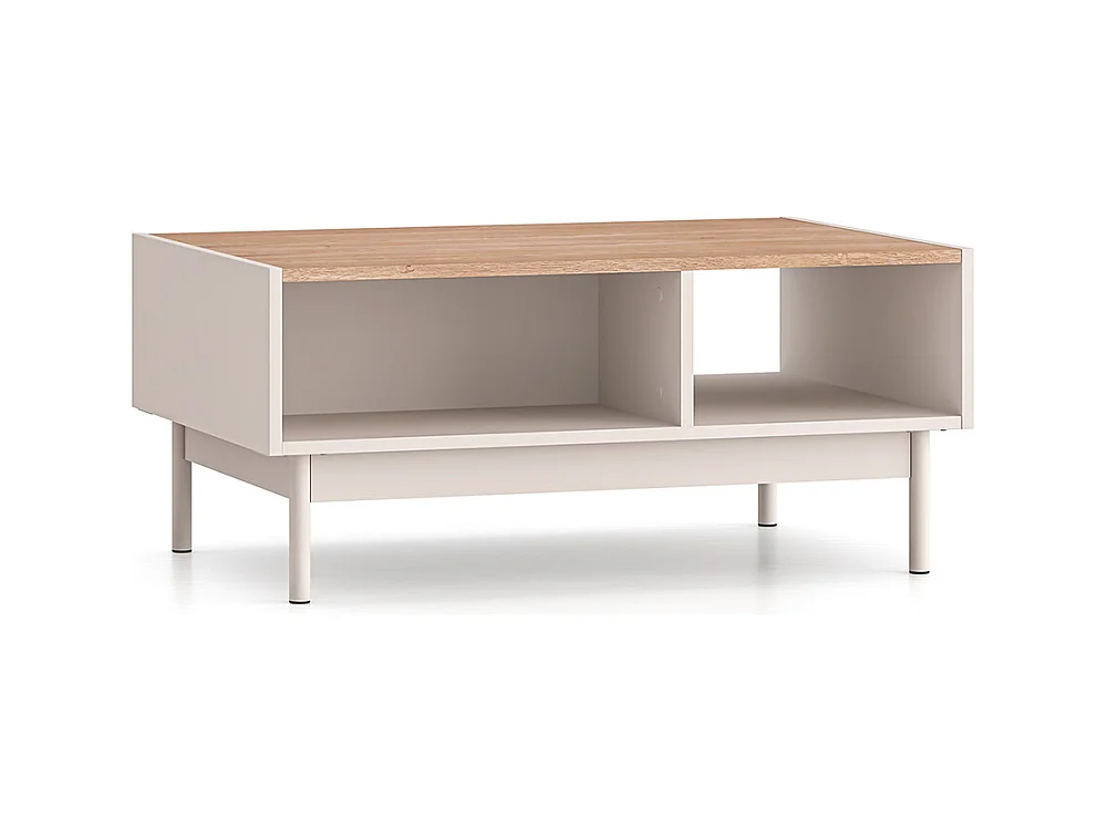 Tavolino da caffè Connie cashmere e marrone 40cm