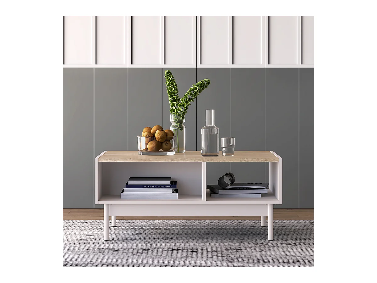 Tavolino da caffè Connie cashmere e marrone 40cm