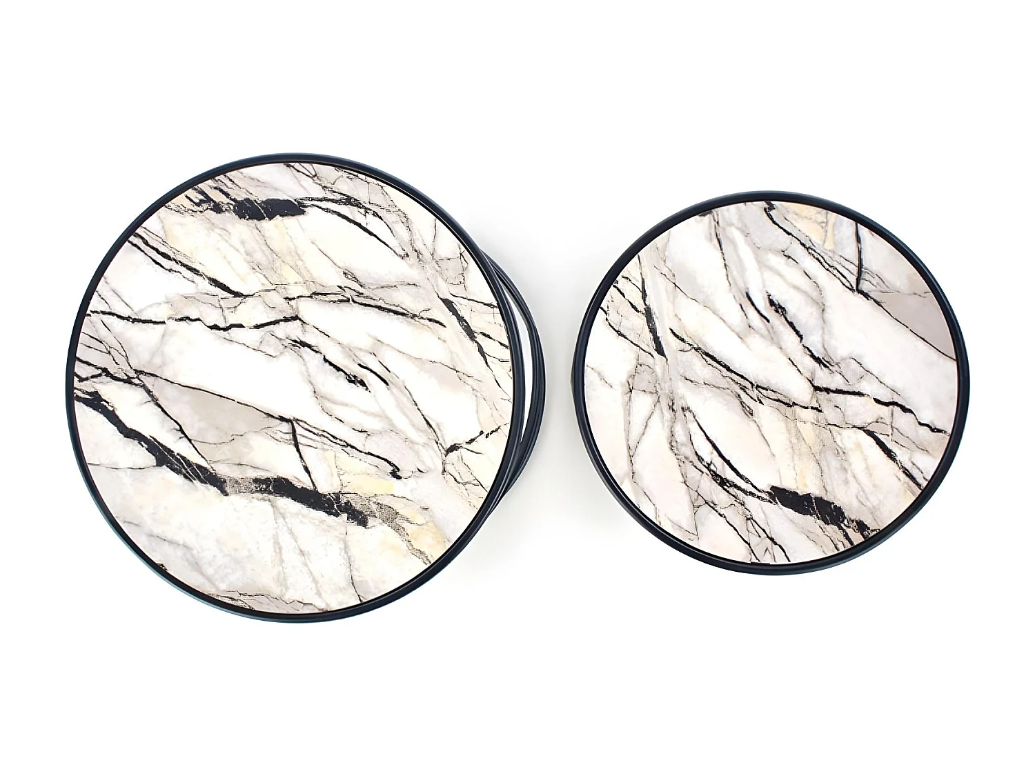 Tavolino Regan-Set/MDF/metallo/Nero&Marmo