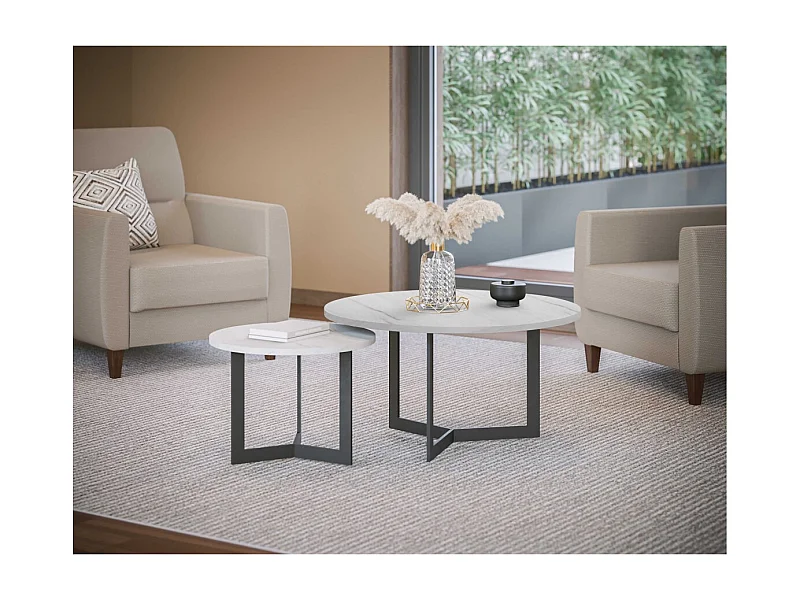 Table basse Saturn-Set 2pcs/blanche