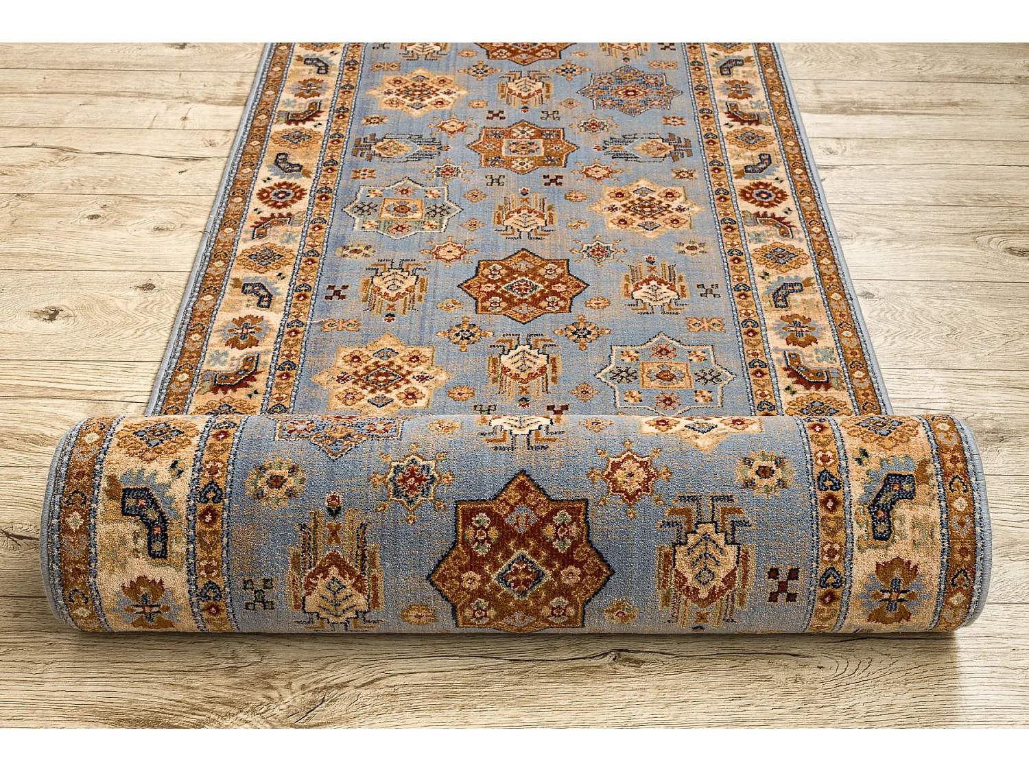 Passadeira KESHAN 7683/53544 Quadro, oriental azul / bege 90x750 cm