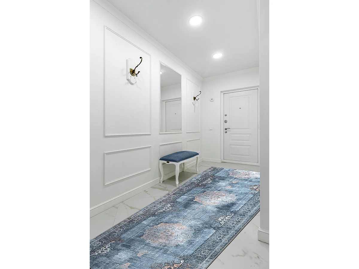 Alfombra de pasillo con refuerzo de goma LOTUS ROSETTE 47050 gris lava 120x160 cm