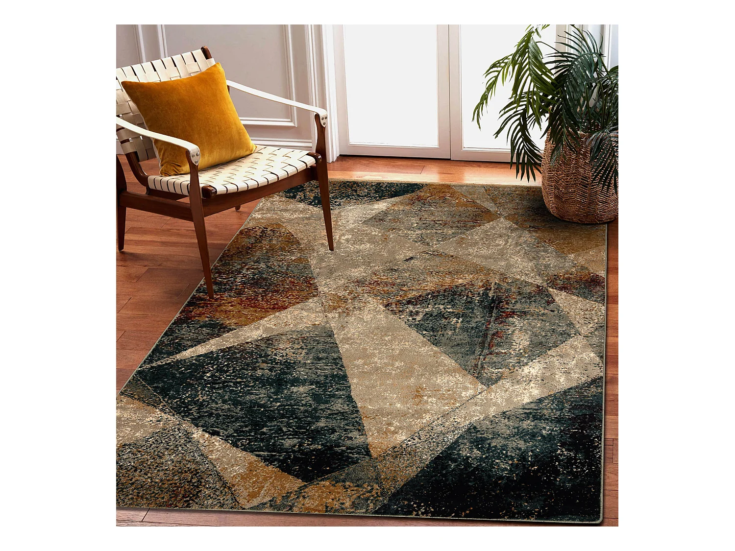 Tapis en laine OMEGA RAMI Mosaïque couleur émeraude 170x235 cm