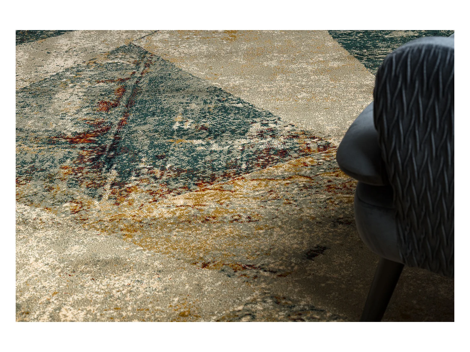 Tapis en laine OMEGA RAMI Mosaïque couleur émeraude 170x235 cm