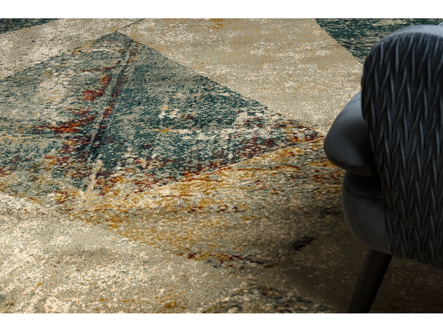 Tappeto di lana OMEGA RAMI Mosaico colore smeraldo 170x235 cm