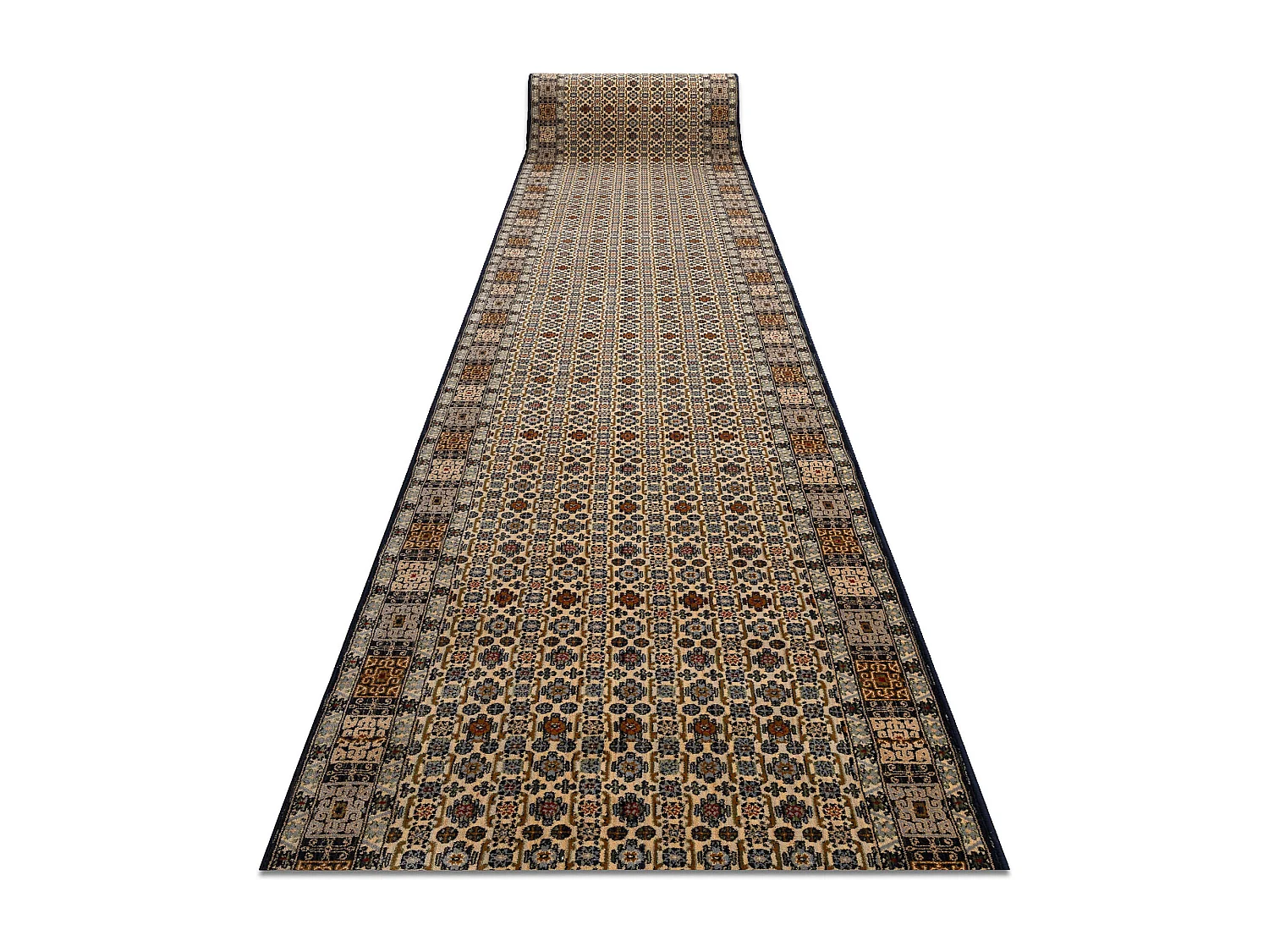 KESHAN tapis de couloir 6428/53551 oriental beige / bleu foncé 90x500 cm