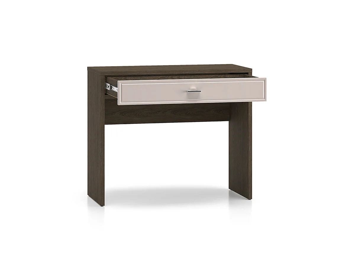 Kaius 1-drawer dressing table console Cashmere and Dark Wood