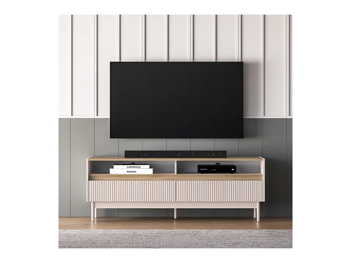 Mobile TV 2 cassetti Connie cashmere e marrone 153,8cm