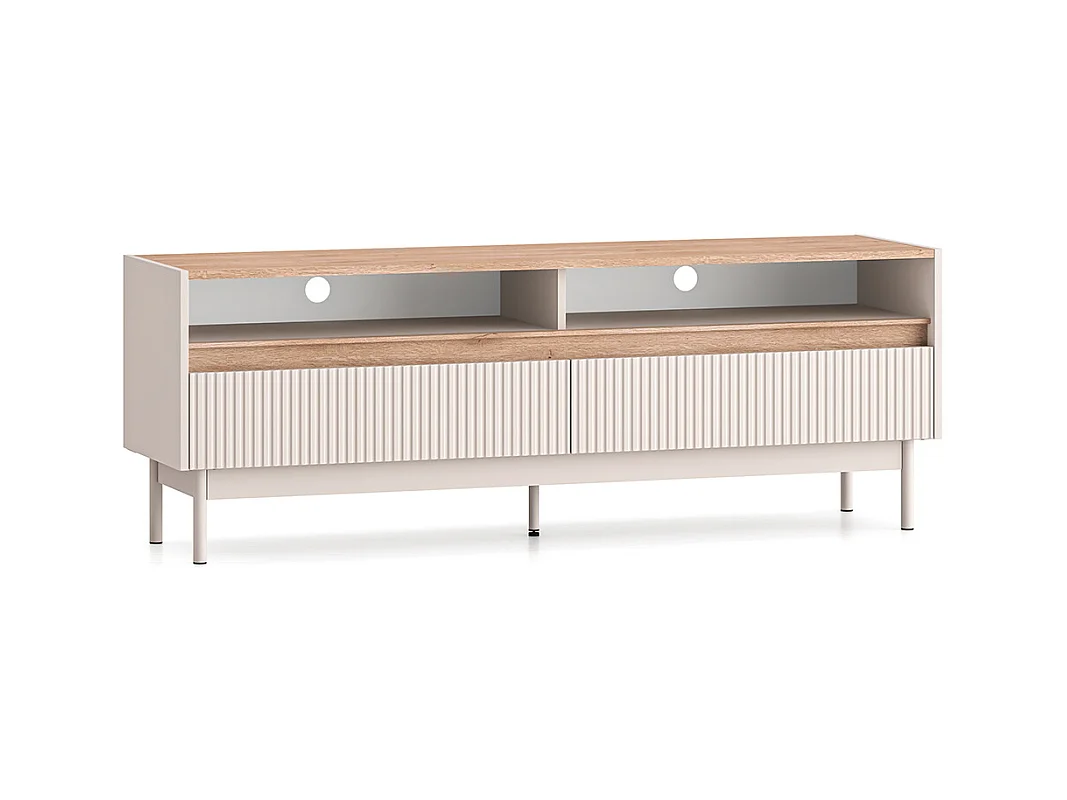 Meuble TV 2 tiroirs 154 cm Connie Cachemire et Bois