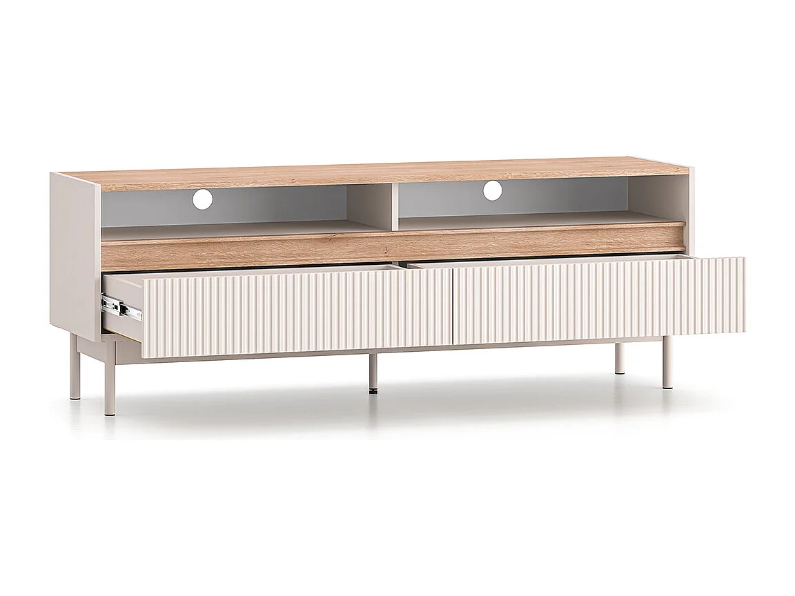 TV-Möbel mit 2 Schubladen 154 cm Connie Kaschmir und Holz