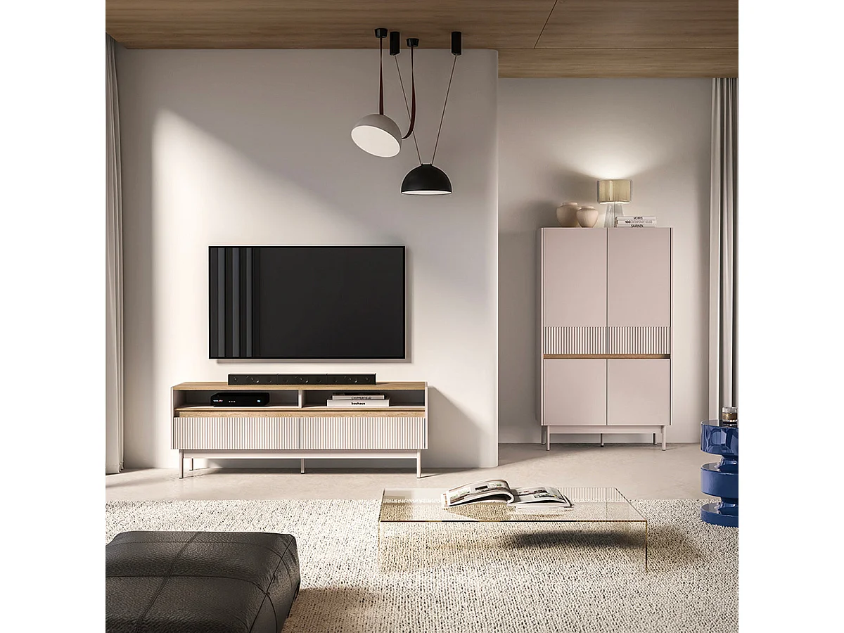 Mobile TV 2 cassetti Connie cachemire e marrone 153,8cm