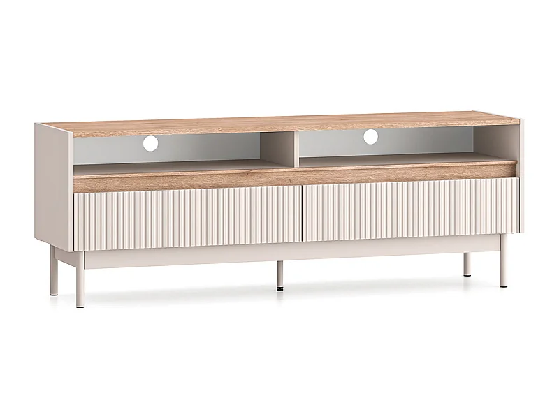 Meuble TV 2 tiroirs 154 cm Connie Cachemire et Bois