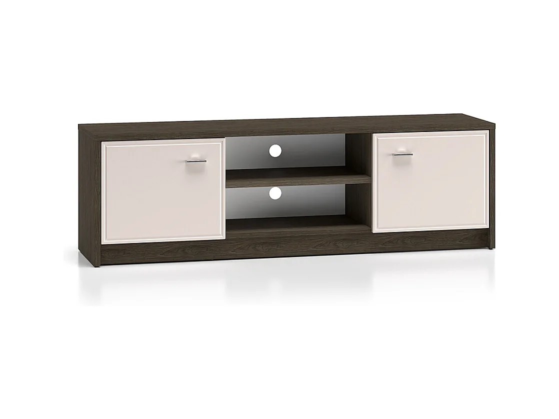 Meuble TV 2 portes 160 cm Kaius Cachemire et Bois foncé