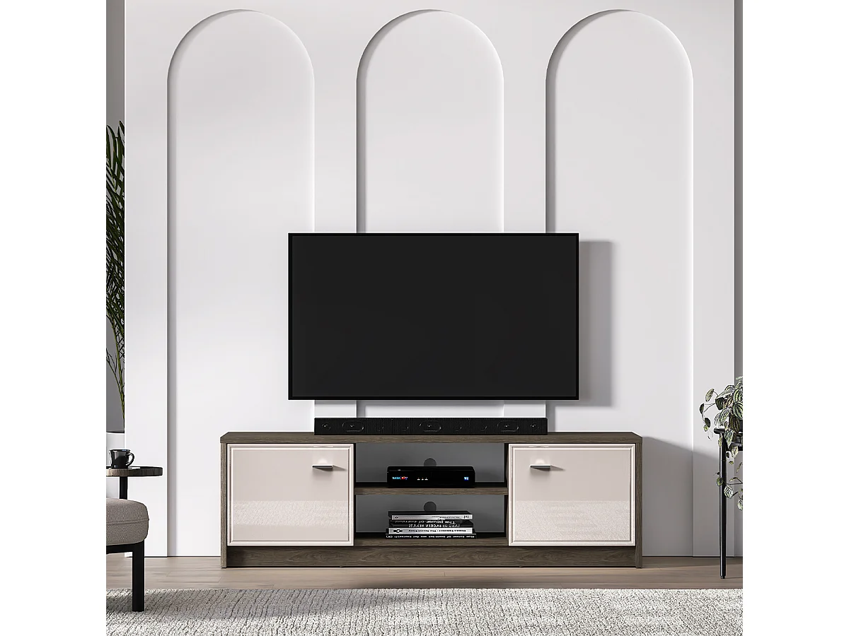 2-türiges TV-Möbel 160 cm Kaius Kaschmir und dunkles Holz