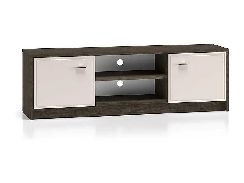 Meuble TV 2 portes 160 cm Kaius Cachemire et Bois foncé