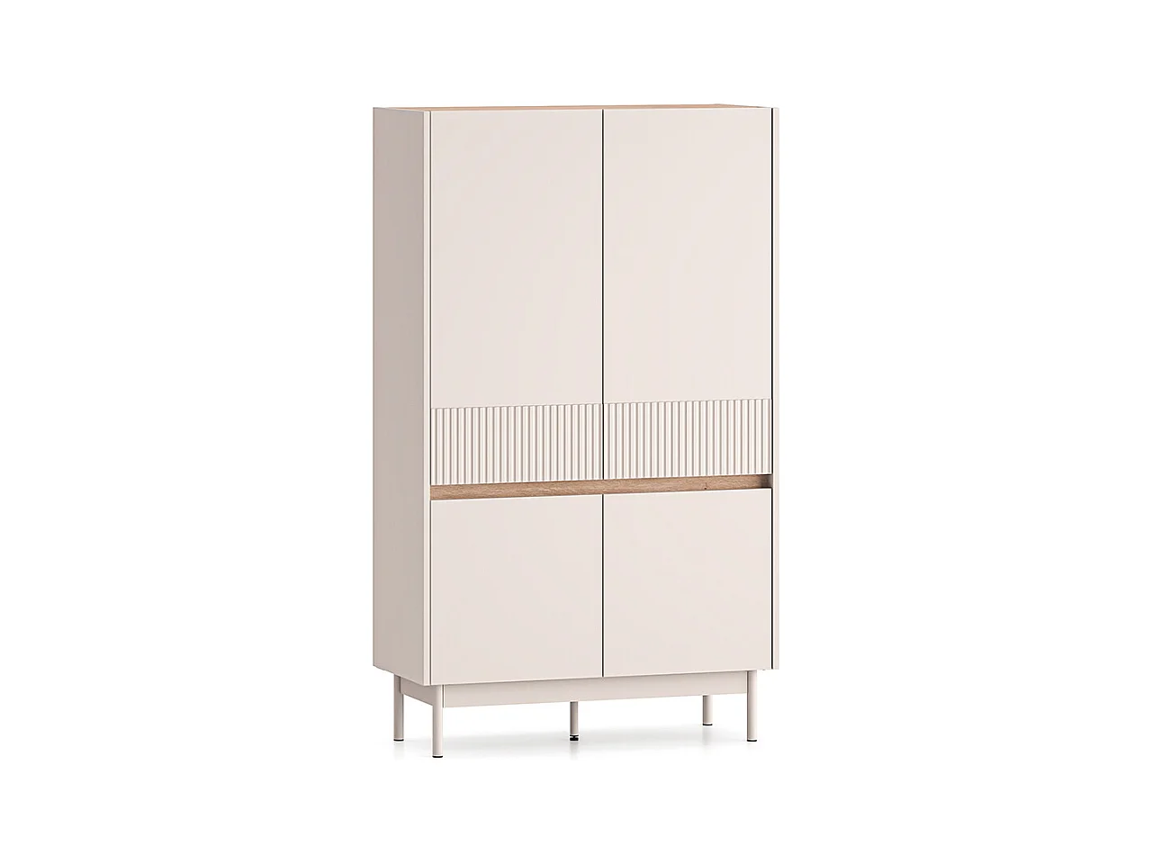 Armadio 4 ante Connie cashmere e marrone 155,8cm