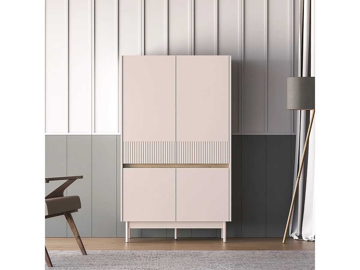 Unterschrank 4-türig Connie Kaschmir und Holz