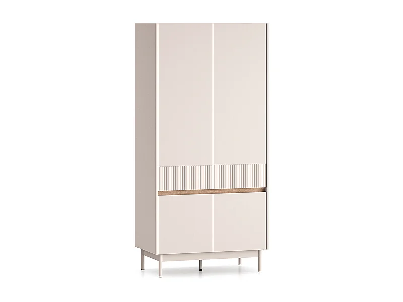 Armadio 4 ante Connie cashmere e marrone 192,8cm