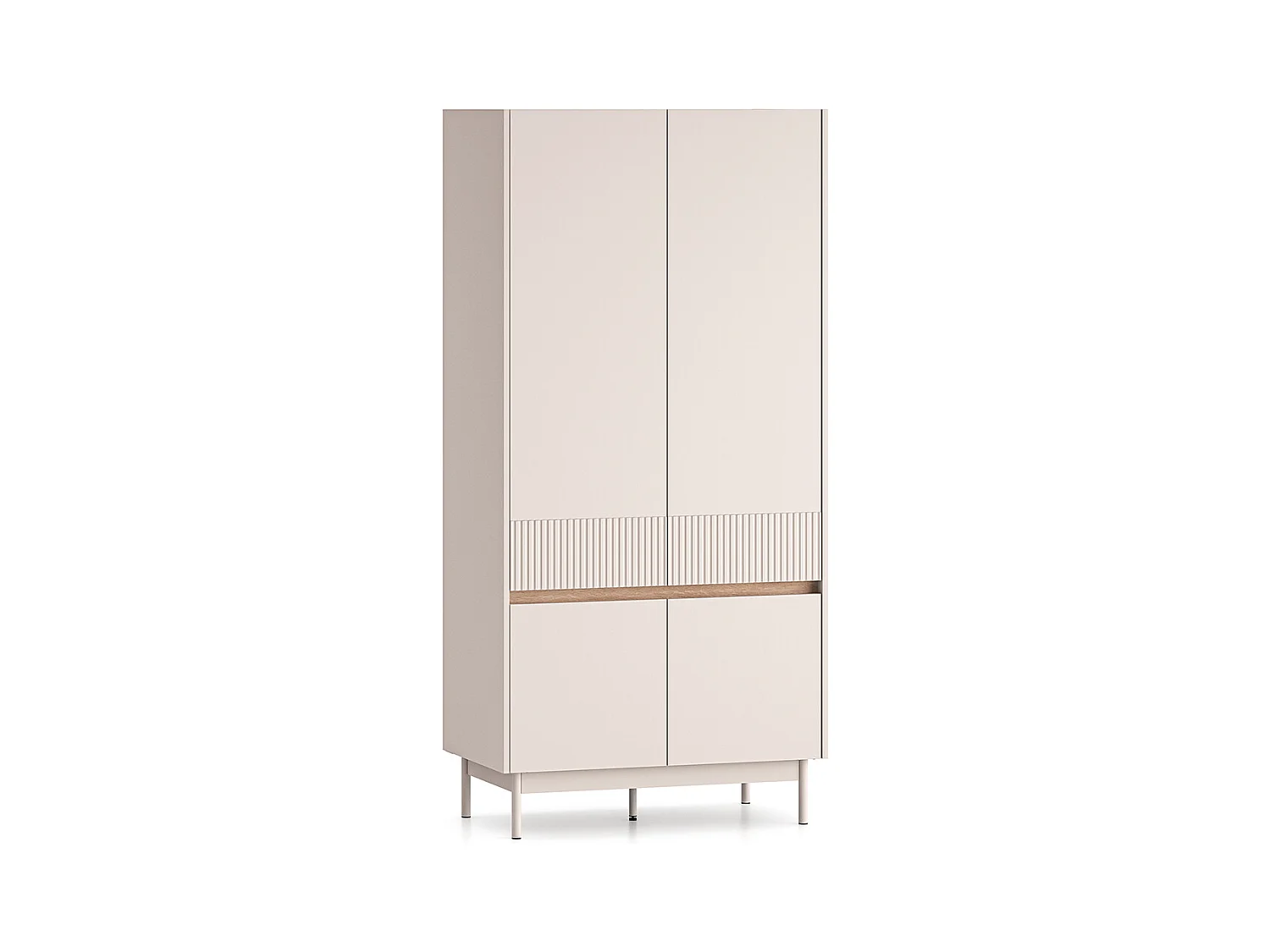 Armoire 4 portes Connie Cachemire et Bois