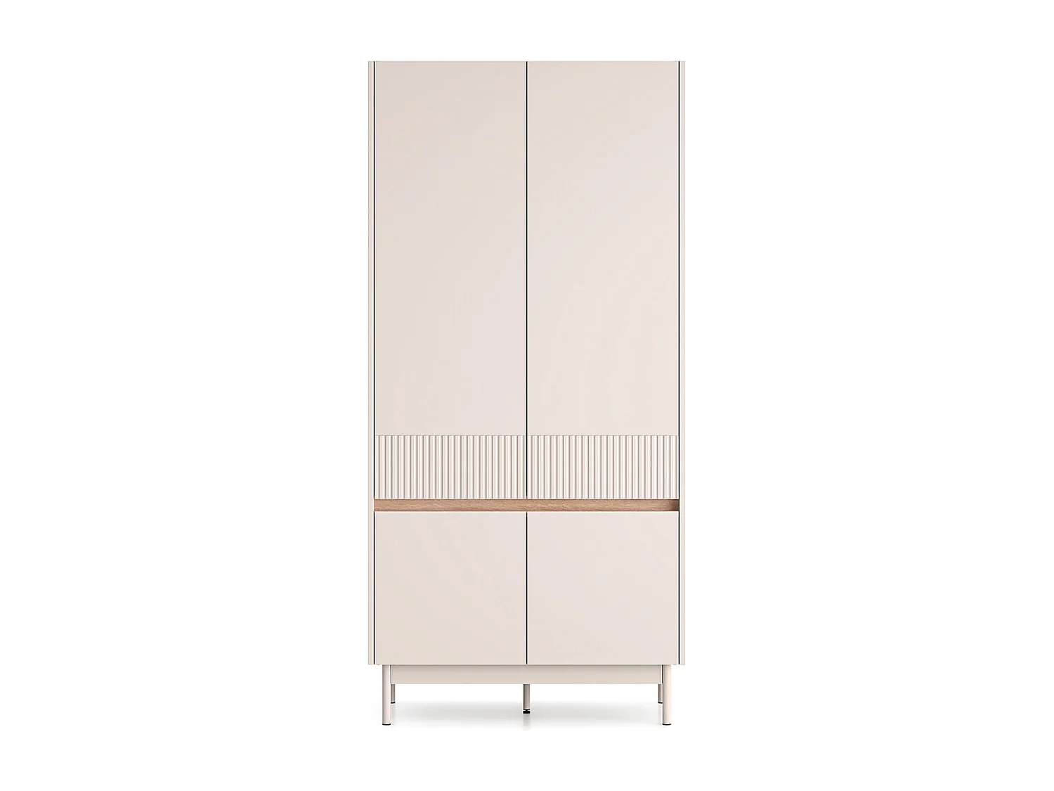 Armoire 4 portes Connie Cachemire et Bois
