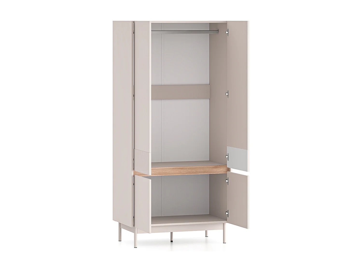 Armoire 4 portes Connie Cachemire et Bois