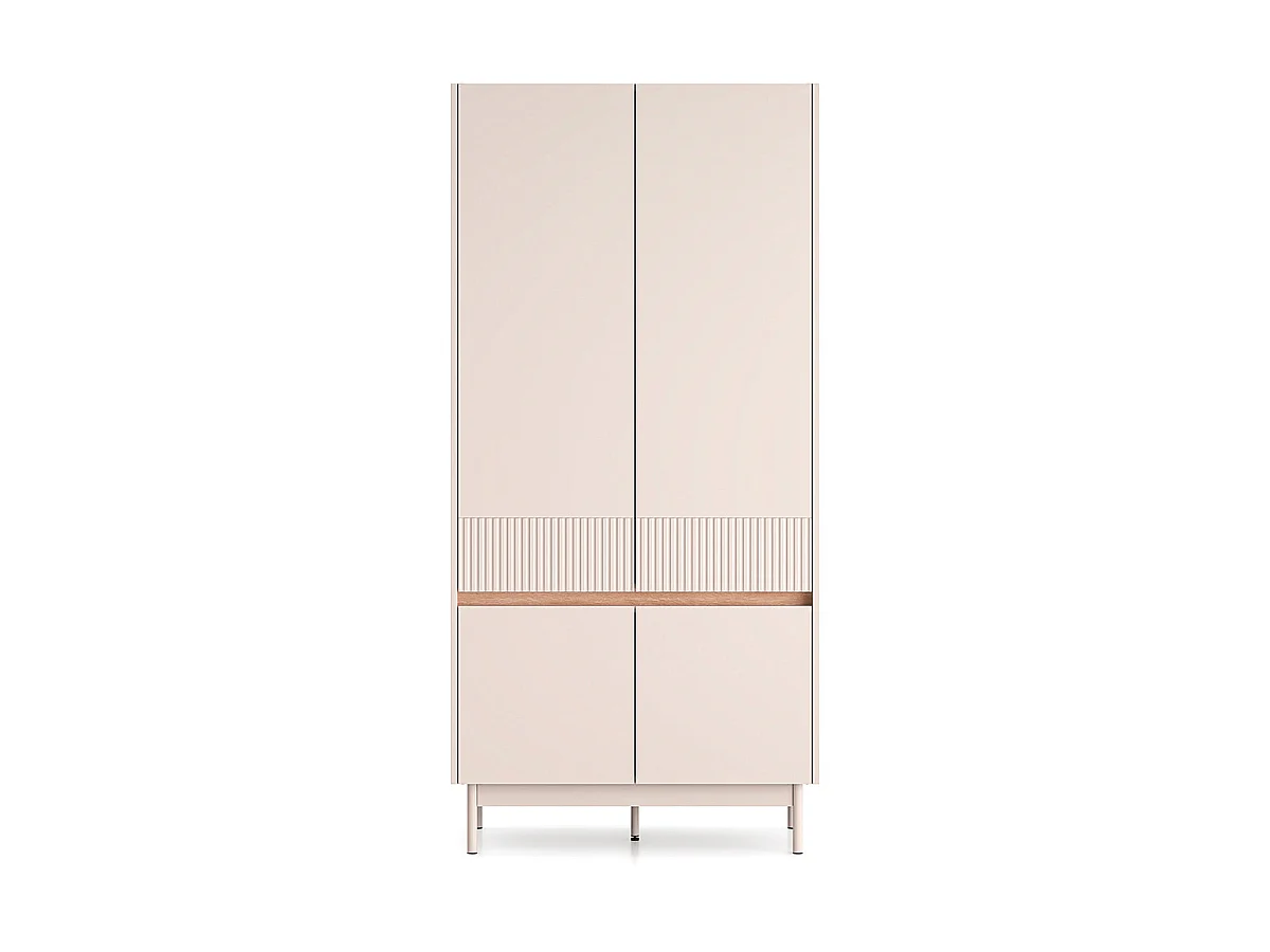 Armoire 4 portes Connie Cachemire et Bois