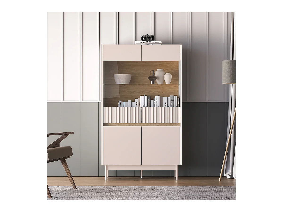 Viertüriges Geschirrschrank Connie Kaschmir und Holz