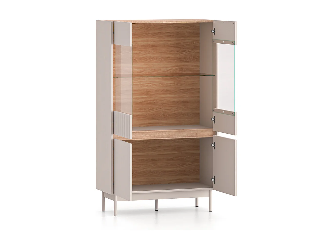 Connie kasjmier en houten 4-deurs servieskast