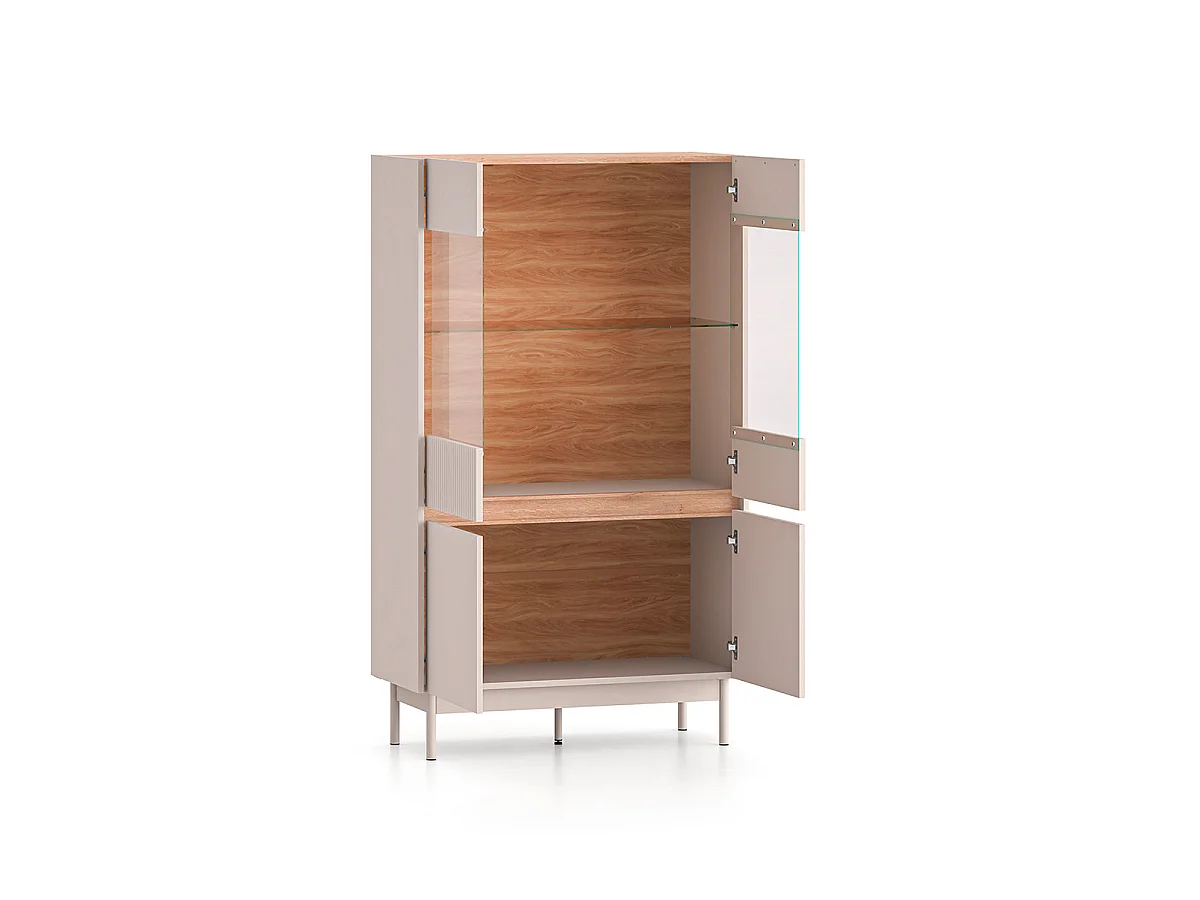 Geschirrschrank 4 Türen Connie Kaschmir und Holz