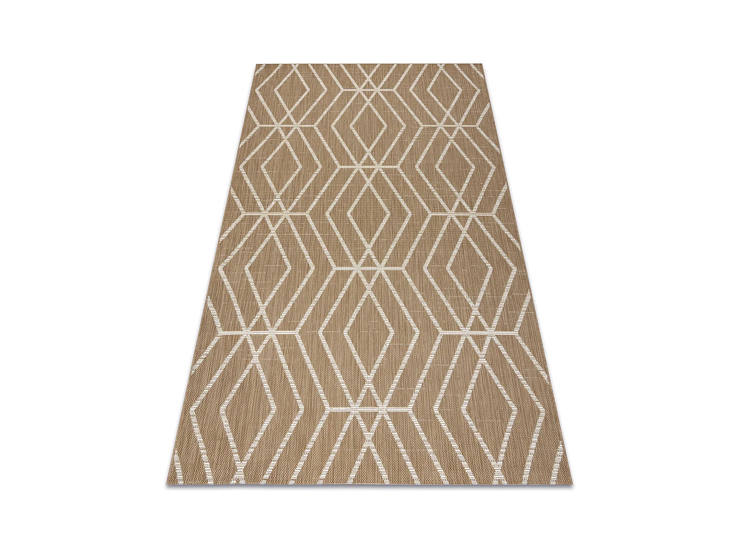 FLAT 48956265 Sisalteppich Geometrisch - naturbeige Strohfarbe, Kordel 140x200 cm