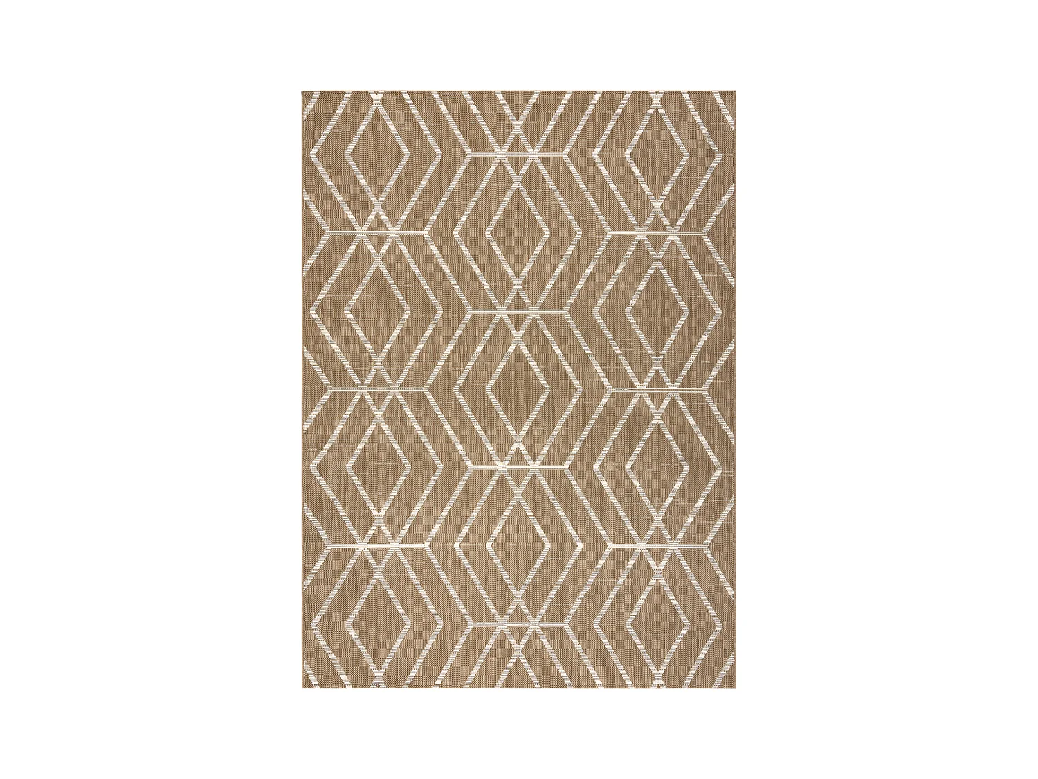 FLAT 48956265 Sisalteppich Geometrisch - naturbeige Strohfarbe, Kordel 140x200 cm