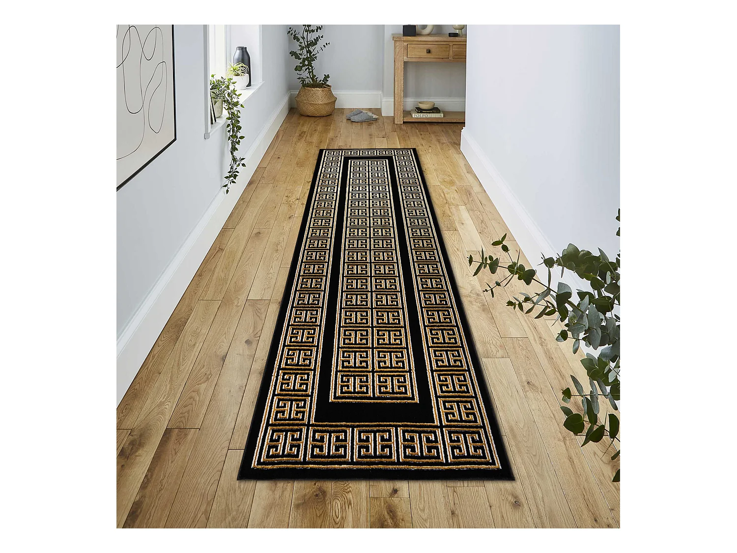 Tapis, tapis de couloir ALLURE 1968 Clé grecque, cadre - Structurel,  70x300 cm