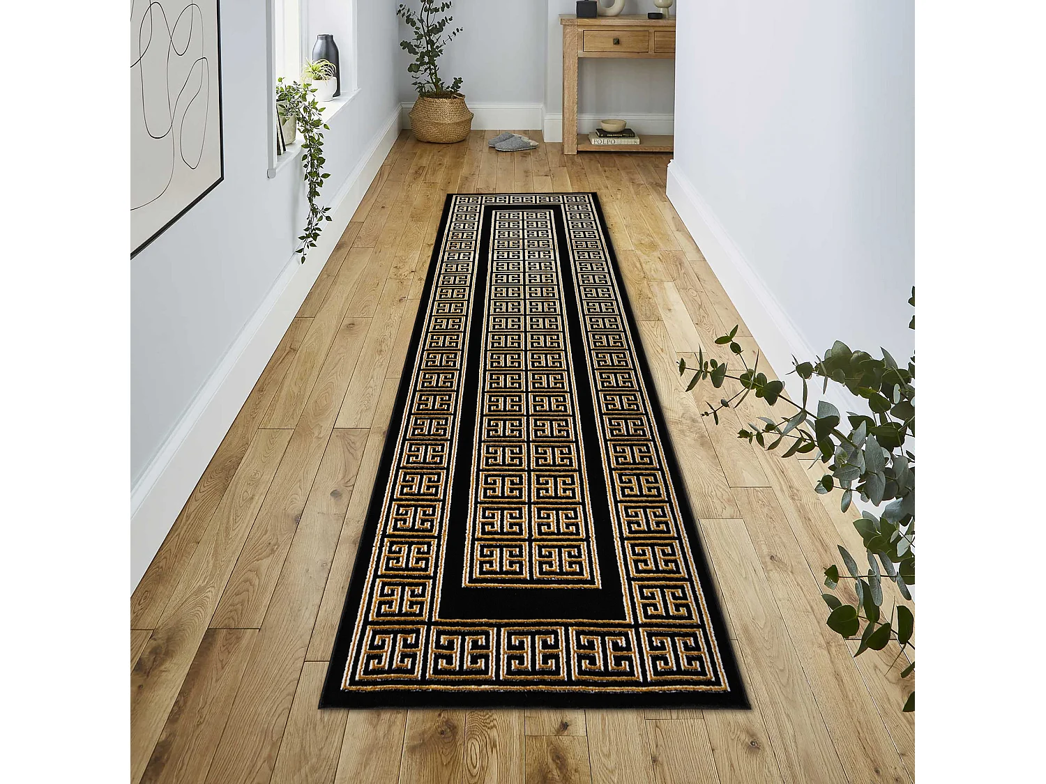 Dywan, chodnik ALLURE 1968 Grecki klucz, ramka - Strukturalny, stylowy 70x300 cm